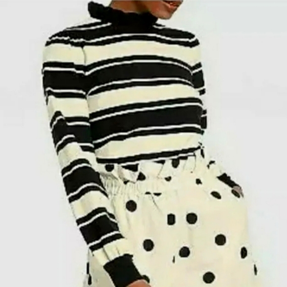 New Women's Pullover Sweater Top High Neck Who What Wear Striped Size Large - Picture 1 of 3